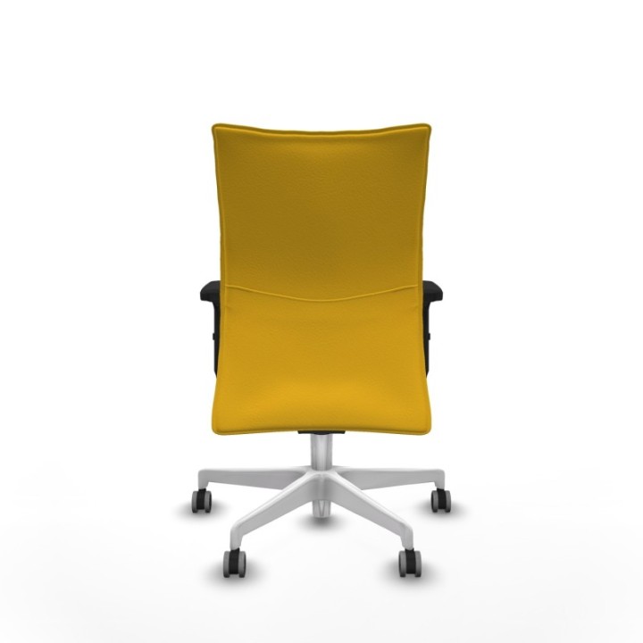 Albacete confidente sincro similpiel amarillo brazos 2D base blanca ruedas 65mm engomadas