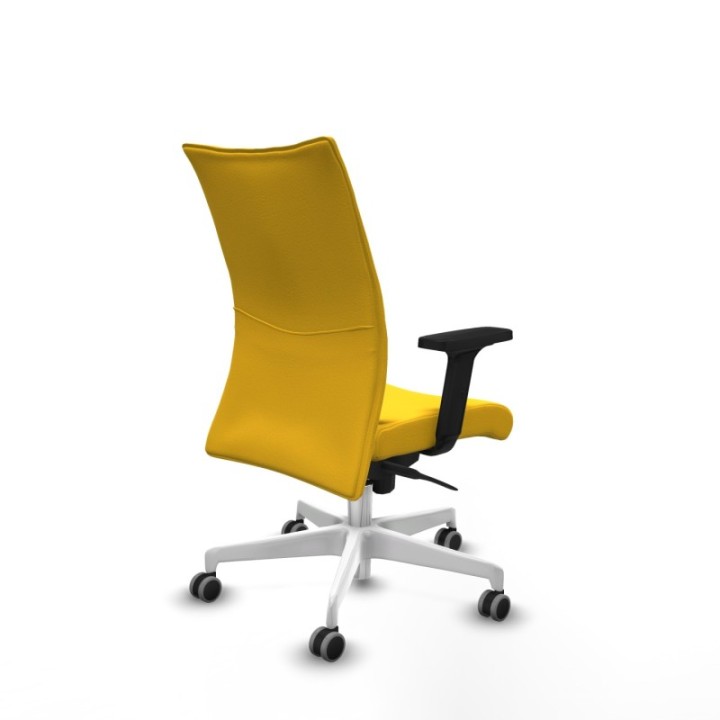 Albacete confidente sincro similpiel amarillo brazos 2D base blanca ruedas 65mm engomadas