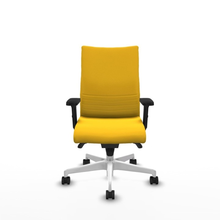 Albacete confidente sincro similpiel amarillo brazos 2D base blanca ruedas 65 mm nailon