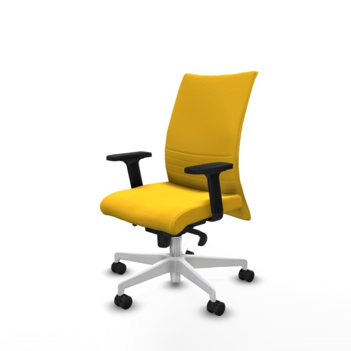 Albacete confidente sincro similpiel amarillo brazos 2D base blanca ruedas 65 mm nailon