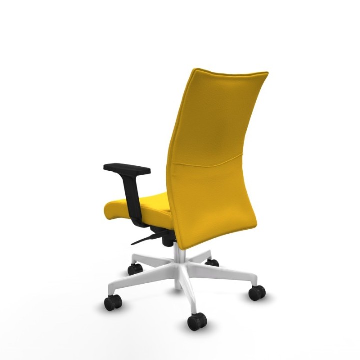 Albacete confidente sincro similpiel amarillo brazos 2D base blanca ruedas 65 mm nailon