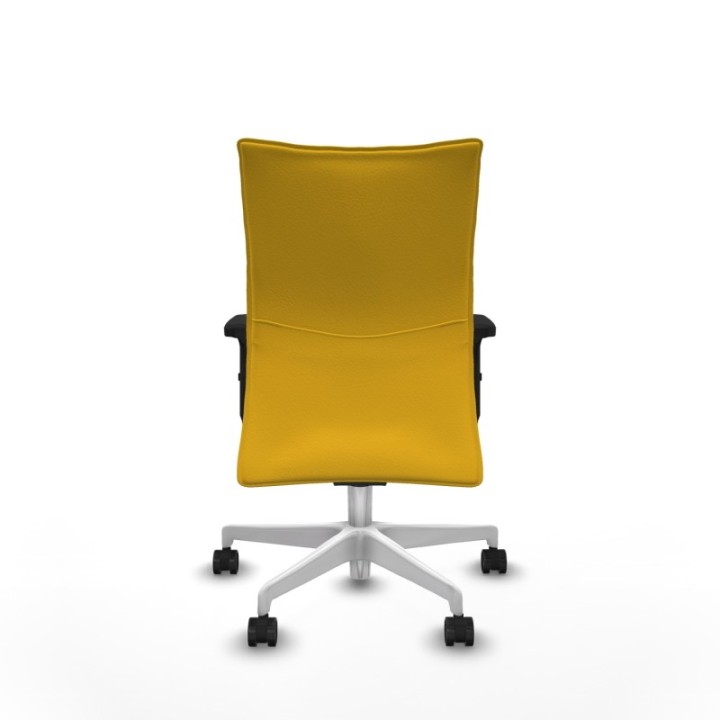 Albacete confidente sincro similpiel amarillo brazos 2D base blanca ruedas 65 mm nailon