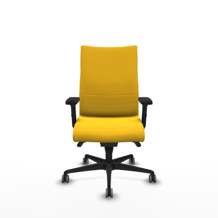 Albacete confidente sincro similpiel amarillo brazos 2D base nailon ruedas 65mm engomadas