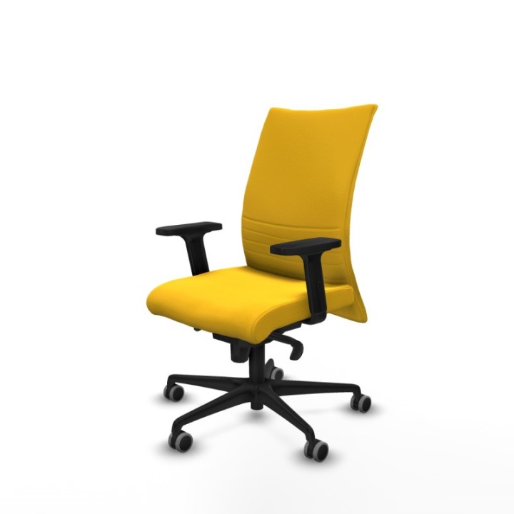 Albacete confidente sincro similpiel amarillo brazos 2D base nailon ruedas 65mm engomadas