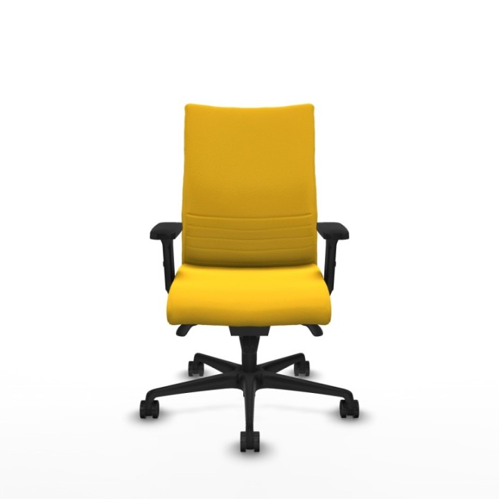 Albacete confidente sincro similpiel amarillo brazos 2D base nailon ruedas 65 mm nailon