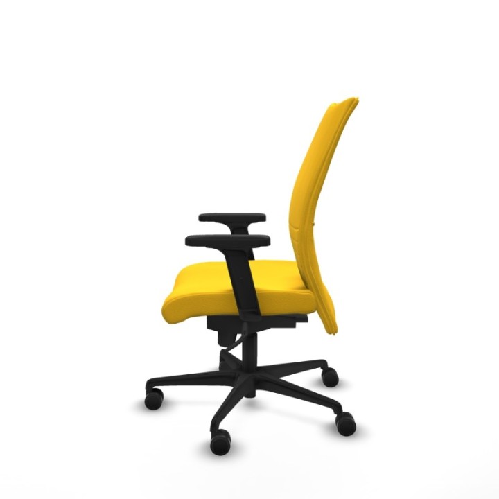 Albacete confidente sincro similpiel amarillo brazos 2D base nailon ruedas 65 mm nailon