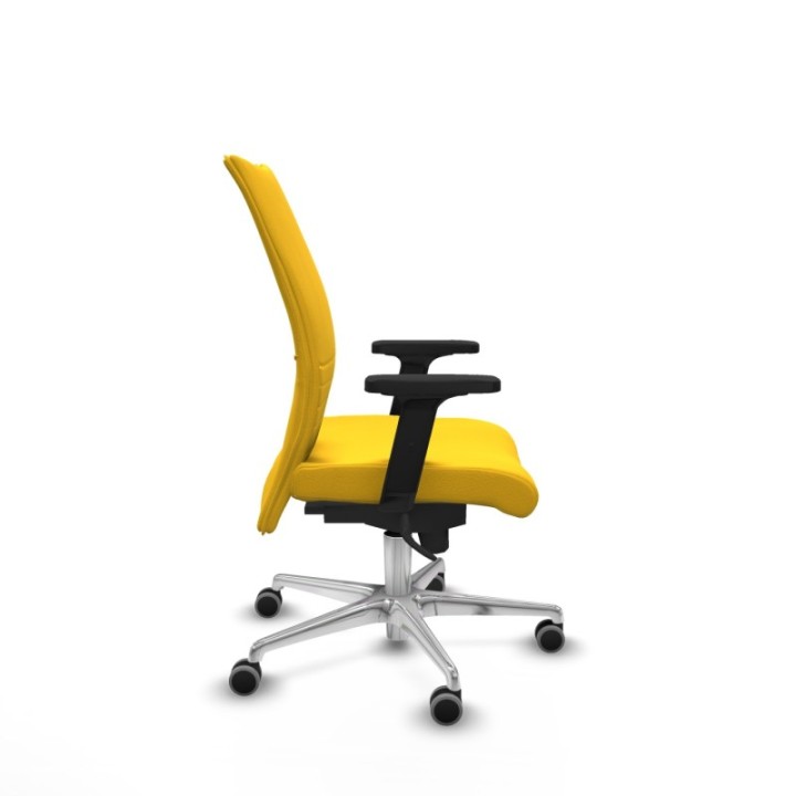 Albacete confidente sincro similpiel amarillo brazos 2D base aluminio ruedas 65mm engomadas