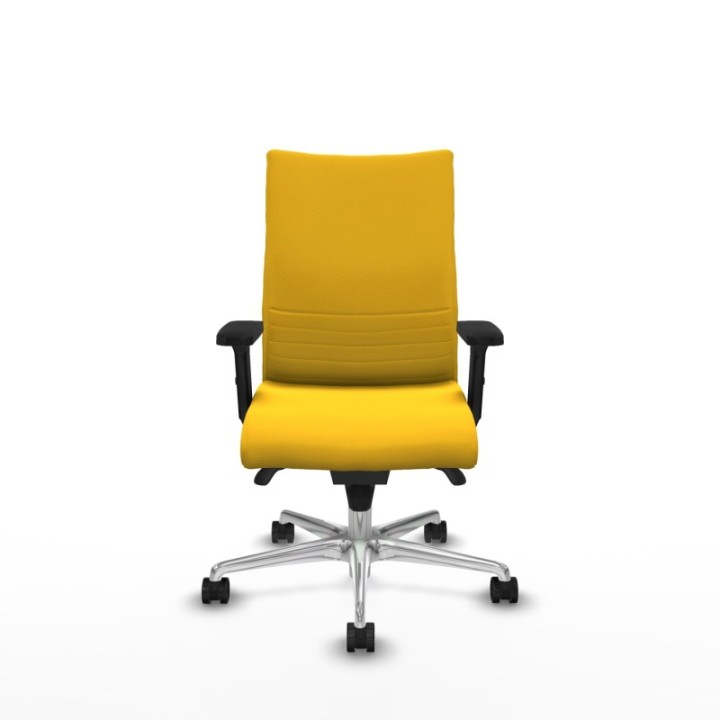 Albacete confidente sincro similpiel amarillo brazos 2D base aluminio ruedas 65 mm nailon