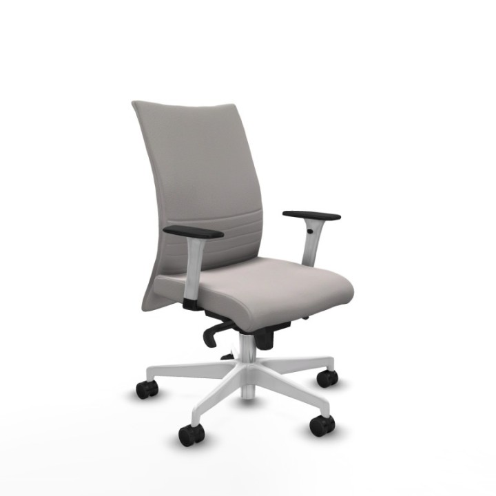 Albacete confidente sincro similpiel blanco brazos 1D blancos base blanca ruedas 65 mm nailon