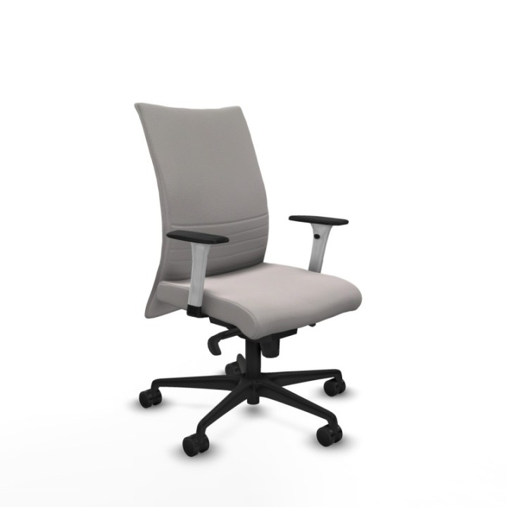 Albacete confidente sincro similpiel blanco brazos 1D blancos base nailon ruedas 65 mm nailon