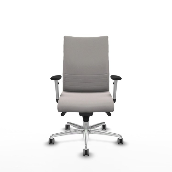 Albacete confidente sincro similpiel blanco brazos 1D blancos base aluminio ruedas 65mm engomadas