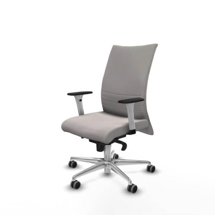 Albacete confidente sincro similpiel blanco brazos 1D blancos base aluminio ruedas 65mm engomadas