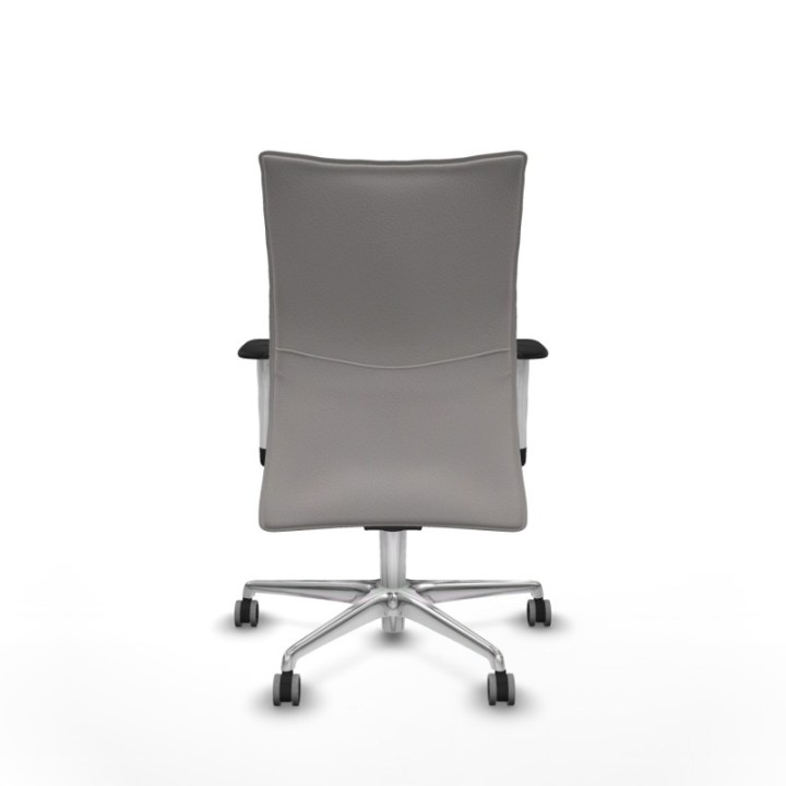 Albacete confidente sincro similpiel blanco brazos 1D blancos base aluminio ruedas 65mm engomadas