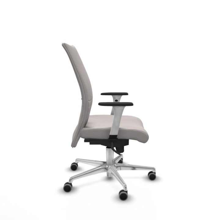 Albacete confidente sincro similpiel blanco brazos 1D blancos base aluminio ruedas 65mm engomadas