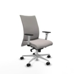 Albacete confidente sincro similpiel blanco brazos 1D blancos base aluminio ruedas 65 mm nailon