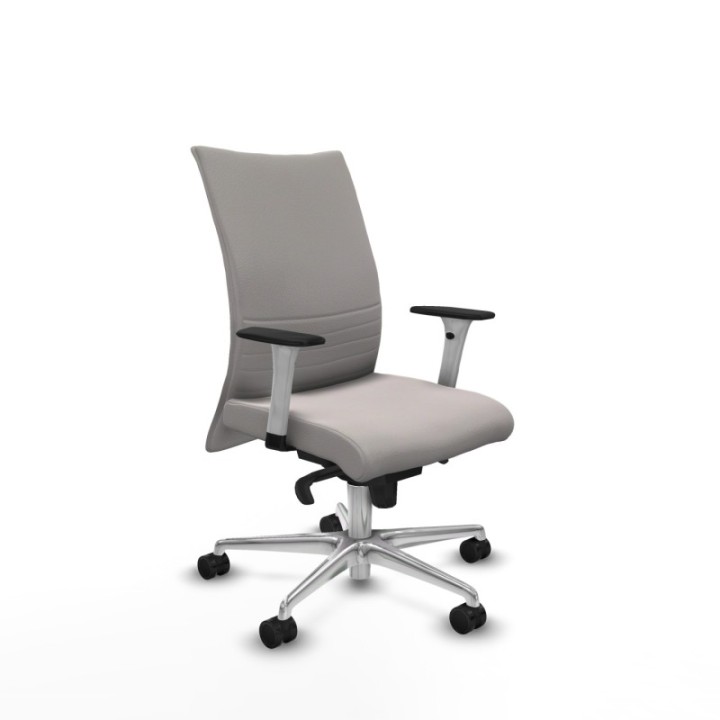 Albacete confidente sincro similpiel blanco brazos 1D blancos base aluminio ruedas 65 mm nailon