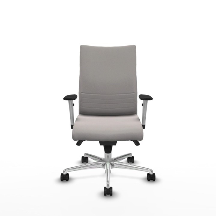 Albacete confidente sincro similpiel blanco brazos 1D blancos base aluminio ruedas 65 mm nailon