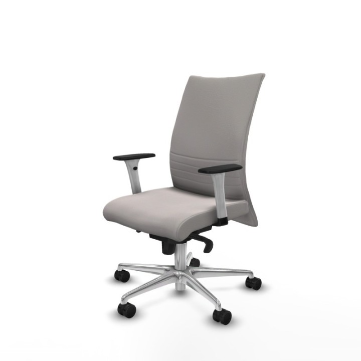 Albacete confidente sincro similpiel blanco brazos 1D blancos base aluminio ruedas 65 mm nailon