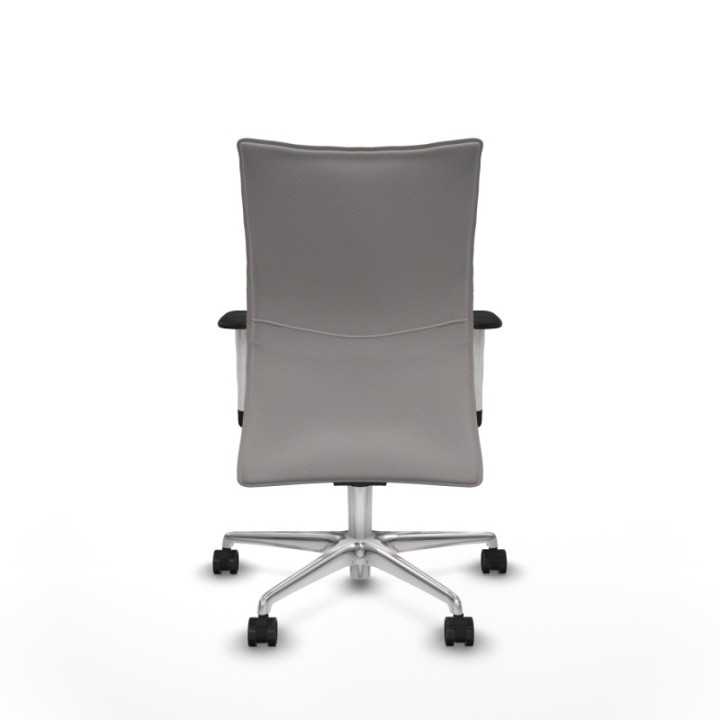 Albacete confidente sincro similpiel blanco brazos 1D blancos base aluminio ruedas 65 mm nailon