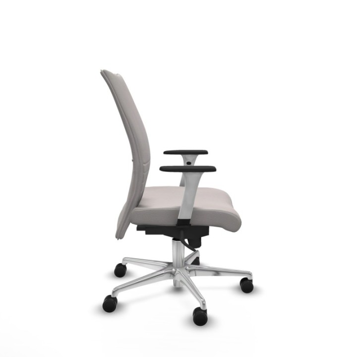 Albacete confidente sincro similpiel blanco brazos 1D blancos base aluminio ruedas 65 mm nailon