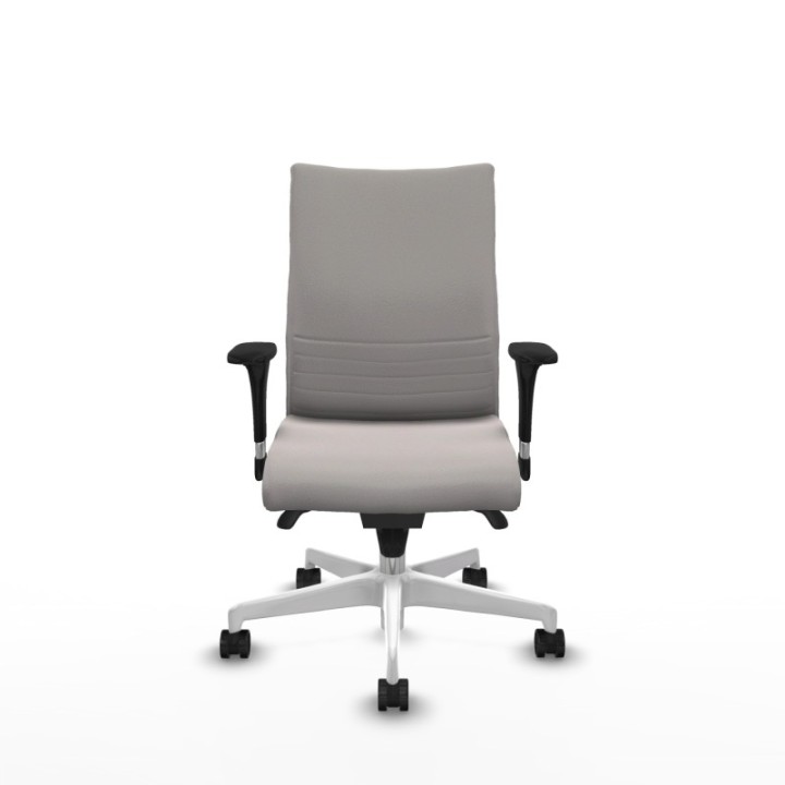 Albacete confidente sincro similpiel blanco brazos 1D base blanca ruedas 65 mm nailon