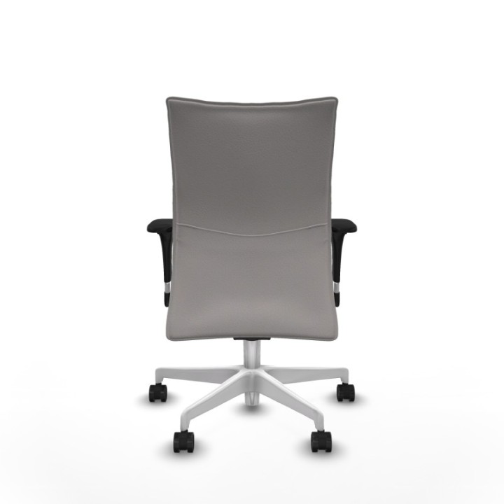 Albacete confidente sincro similpiel blanco brazos 1D base blanca ruedas 65 mm nailon