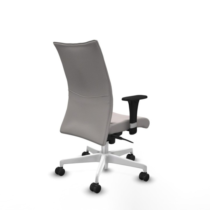 Albacete confidente sincro similpiel blanco brazos 1D base blanca ruedas 65 mm nailon