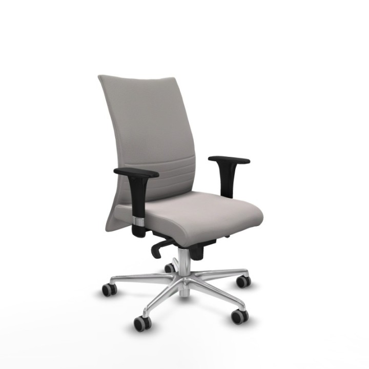 Albacete confidente sincro similpiel blanco brazos 1D base aluminio ruedas 65mm engomadas