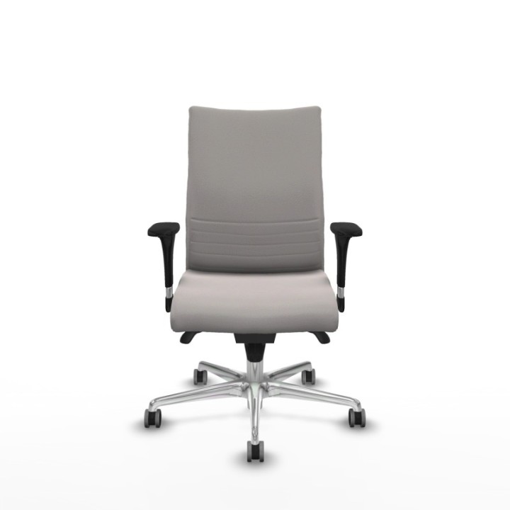 Albacete confidente sincro similpiel blanco brazos 1D base aluminio ruedas 65mm engomadas