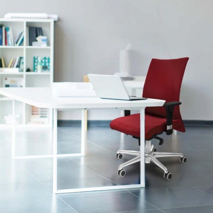 Albacete confidente sincro similpiel blanco brazos 1D base aluminio ruedas 65mm engomadas