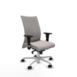 Albacete confidente sincro similpiel blanco brazos 1D base aluminio ruedas 65 mm nailon