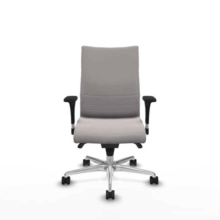 Albacete confidente sincro similpiel blanco brazos 1D base aluminio ruedas 65 mm nailon