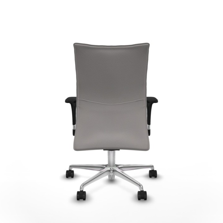 Albacete confidente sincro similpiel blanco brazos 1D base aluminio ruedas 65 mm nailon