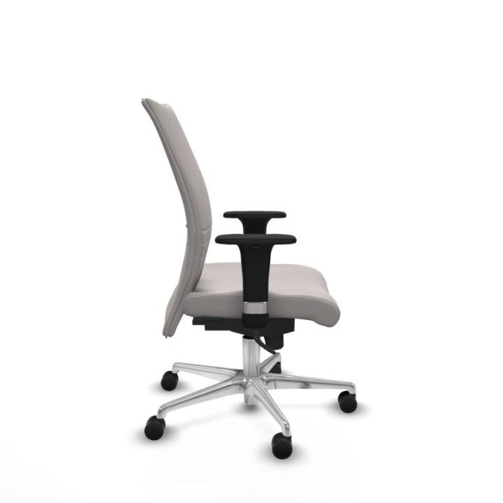 Albacete confidente sincro similpiel blanco brazos 1D base aluminio ruedas 65 mm nailon