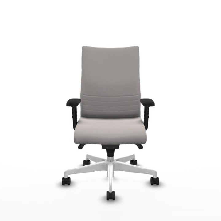 Albacete confidente sincro similpiel blanco brazos 2D base blanca ruedas 65 mm nailon