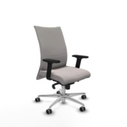 Albacete confidente sincro similpiel blanco brazos 2D base aluminio ruedas 65mm engomadas