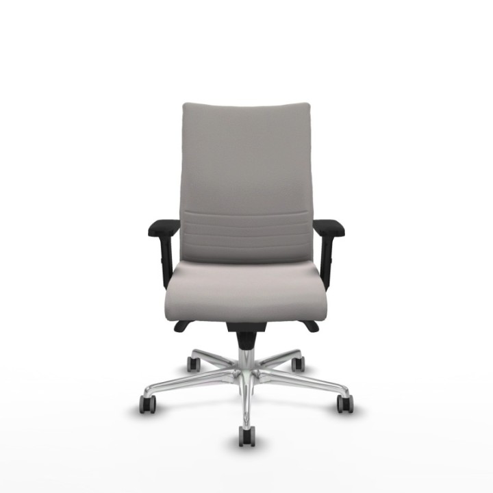 Albacete confidente sincro similpiel blanco brazos 2D base aluminio ruedas 65mm engomadas