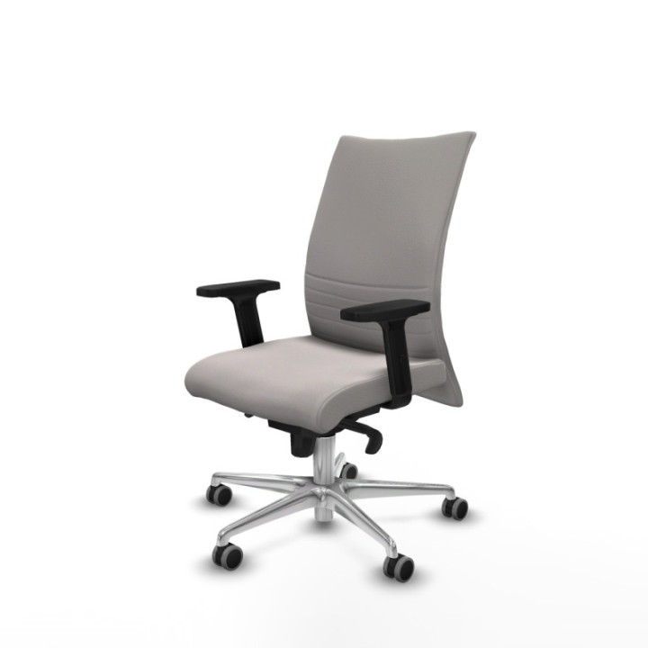 Albacete confidente sincro similpiel blanco brazos 2D base aluminio ruedas 65mm engomadas