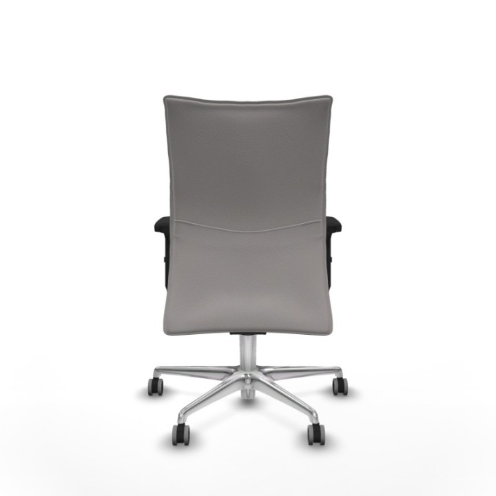 Albacete confidente sincro similpiel blanco brazos 2D base aluminio ruedas 65mm engomadas