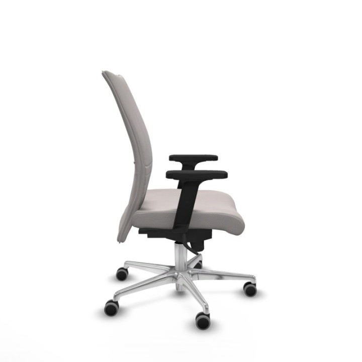 Albacete confidente sincro similpiel blanco brazos 2D base aluminio ruedas 65mm engomadas