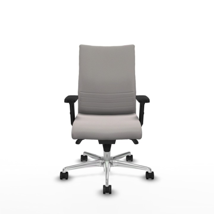 Albacete confidente sincro similpiel blanco brazos 2D base aluminio ruedas 65 mm nailon