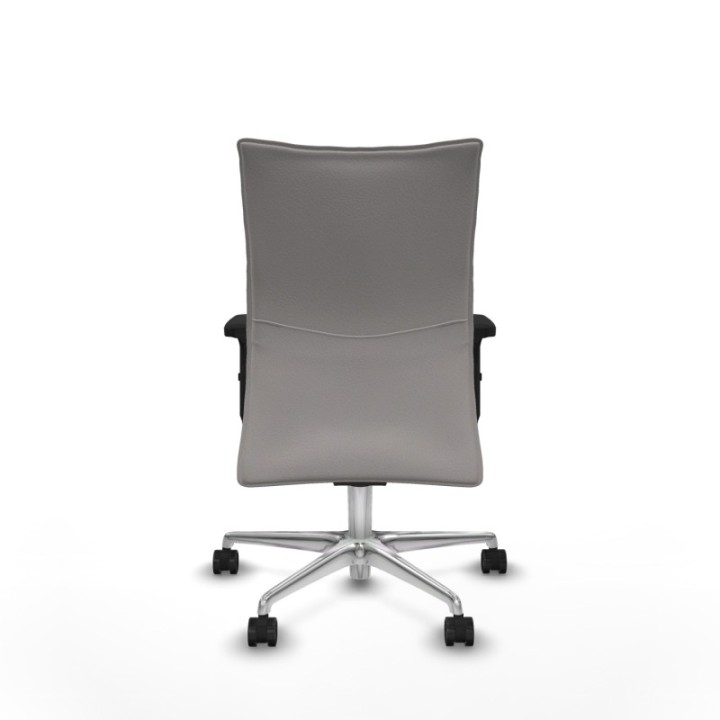 Albacete confidente sincro similpiel blanco brazos 2D base aluminio ruedas 65 mm nailon