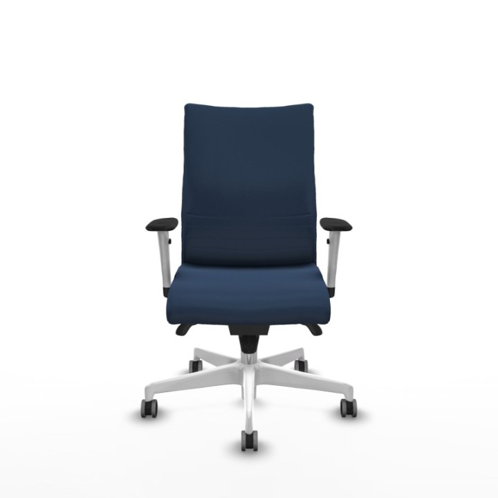 Albacete confidente sincro similpiel azul marino brazos 1D blancos base blanca ruedas 65mm engomadas