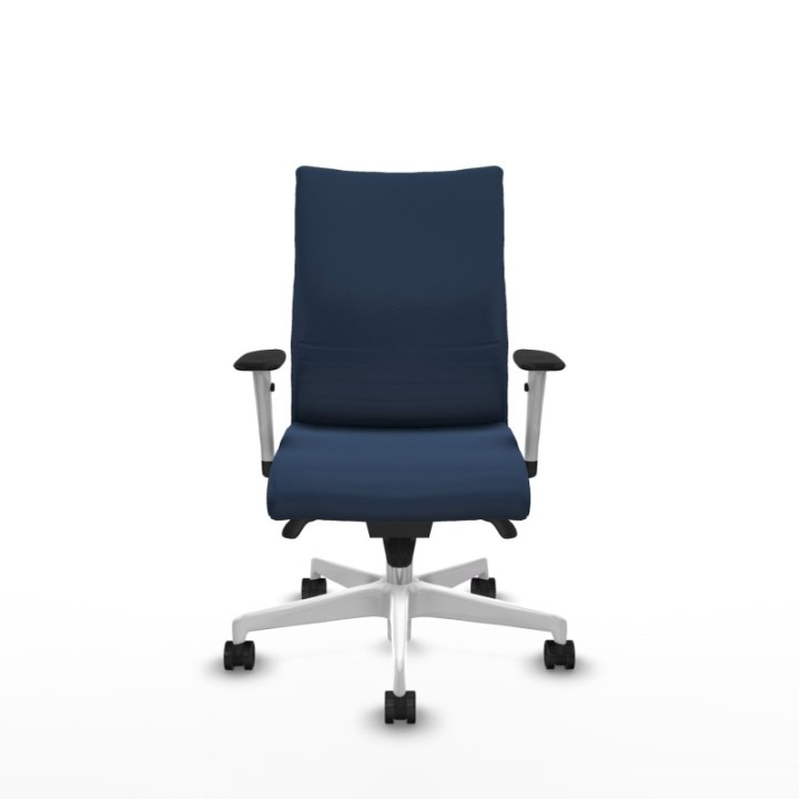 Albacete confidente sincro similpiel azul marino brazos 1D blancos base blanca ruedas 65 mm nailon