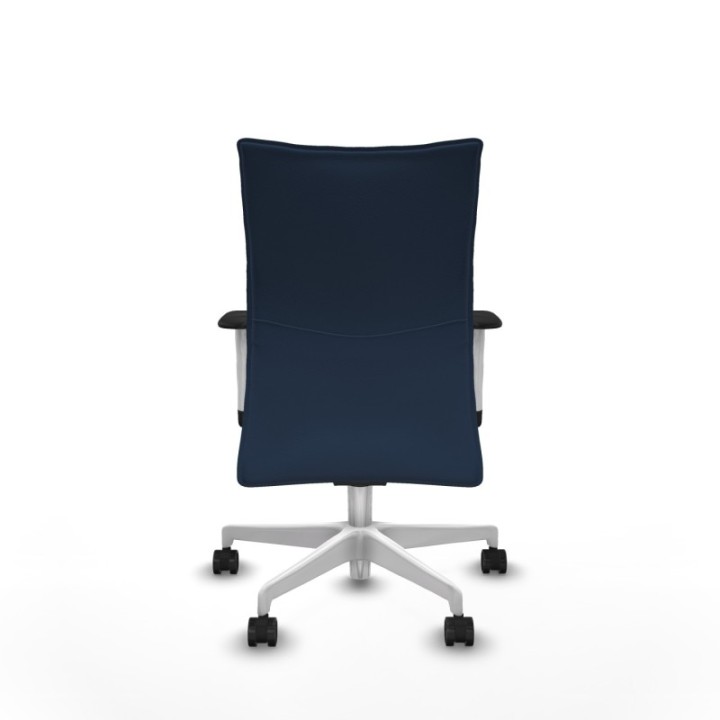 Albacete confidente sincro similpiel azul marino brazos 1D blancos base blanca ruedas 65 mm nailon