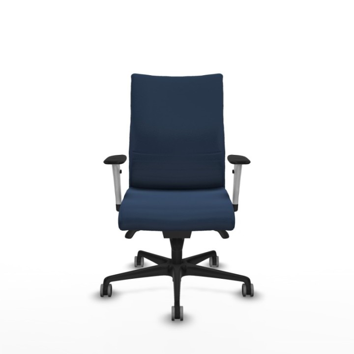 Albacete confidente sincro similpiel azul marino brazos 1D blancos base nailon ruedas 65mm engomadas