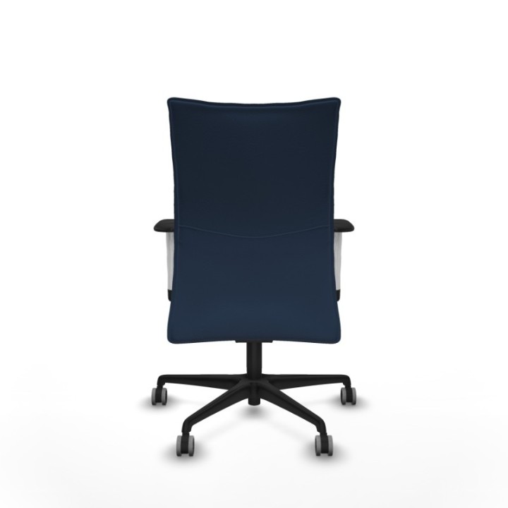 Albacete confidente sincro similpiel azul marino brazos 1D blancos base nailon ruedas 65mm engomadas