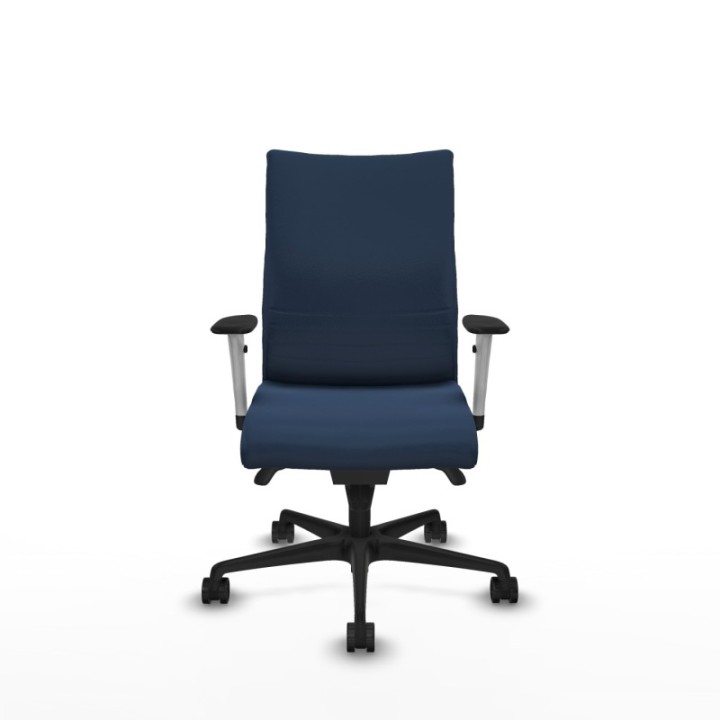 Albacete confidente sincro similpiel azul marino brazos 1D blancos base nailon ruedas 65 mm nailon