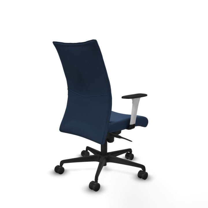 Albacete confidente sincro similpiel azul marino brazos 1D blancos base nailon ruedas 65 mm nailon