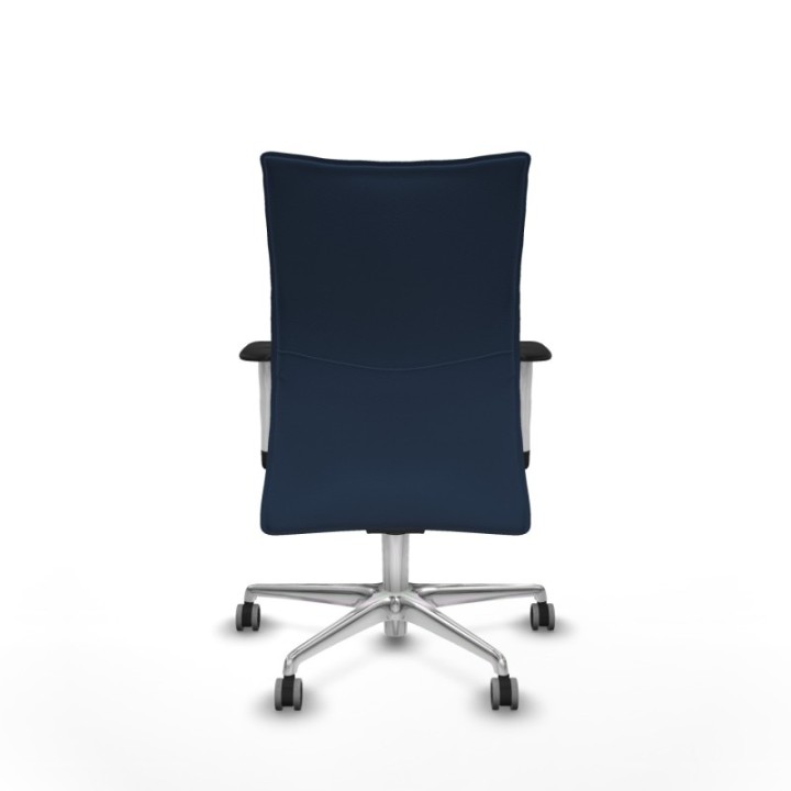 Albacete confidente sincro similpiel azul marino brazos 1D blancos base aluminio ruedas 65mm engomadas